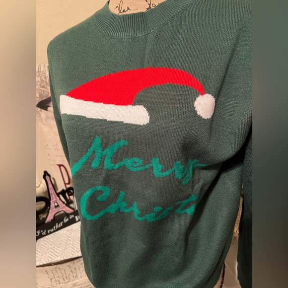 NWOT Christmas ugly sweater dark forest green color - Picture 2 of 6